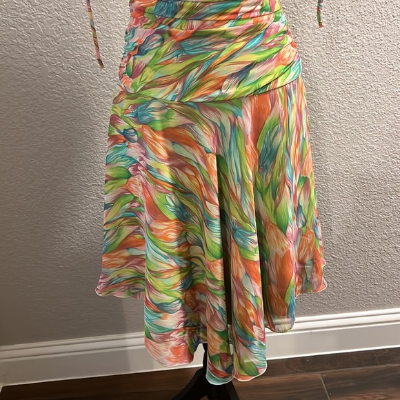 A.B.S Multi Color Deep V Sundress Sz 4 - Picture 4 of 11